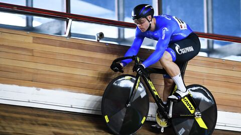 Russia's Shane Perkins prepares to compete during the qualifying round of the men's sprint at the Track Cycling Grand Prix of Moscow in Moscow, Russia. Russia's Shane Perkins prepares to compete during the qualifying round of the men's sprint at the Track Cycling Grand Prix of Moscow in Moscow, Russia.