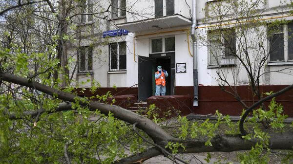 Дезинфекция одного из подъездов жилого дома в Москве Дезинфекция одного из подъездов жилого дома в Москве