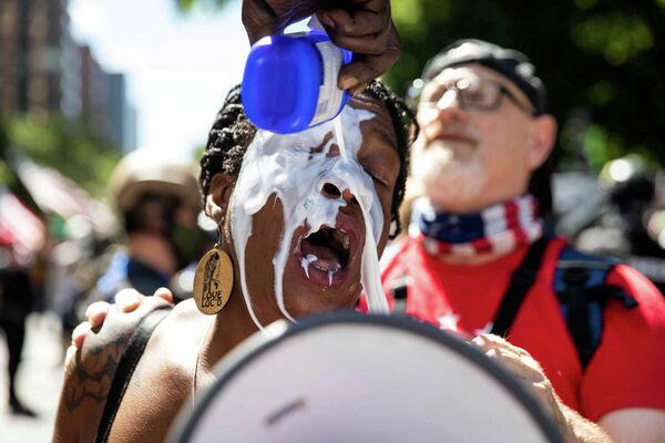 Акция против расовой дискриминации в Портленде, США Акция против расовой дискриминации в Портленде, США
