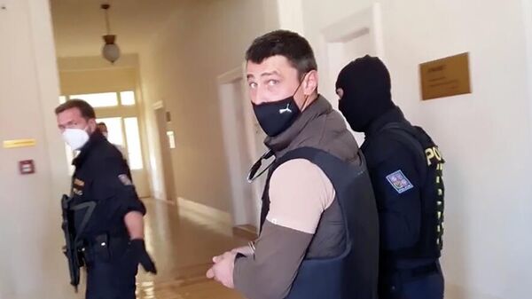 Александр Франчетти в суде в Праге. Кадр видео Александр Франчетти в суде в Праге. Кадр видео