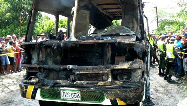 Возгорание автобуса в Колумбии Возгорание автобуса в Колумбии