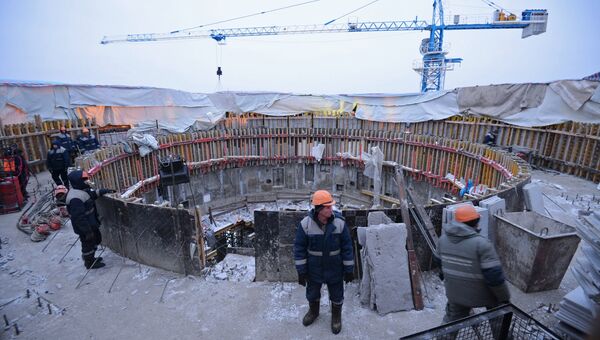 Рабочие на строительной площадке космодрома Восточный в Амурской области. Архивное фото Рабочие на строительной площадке космодрома Восточный в Амурской области. Архивное фото