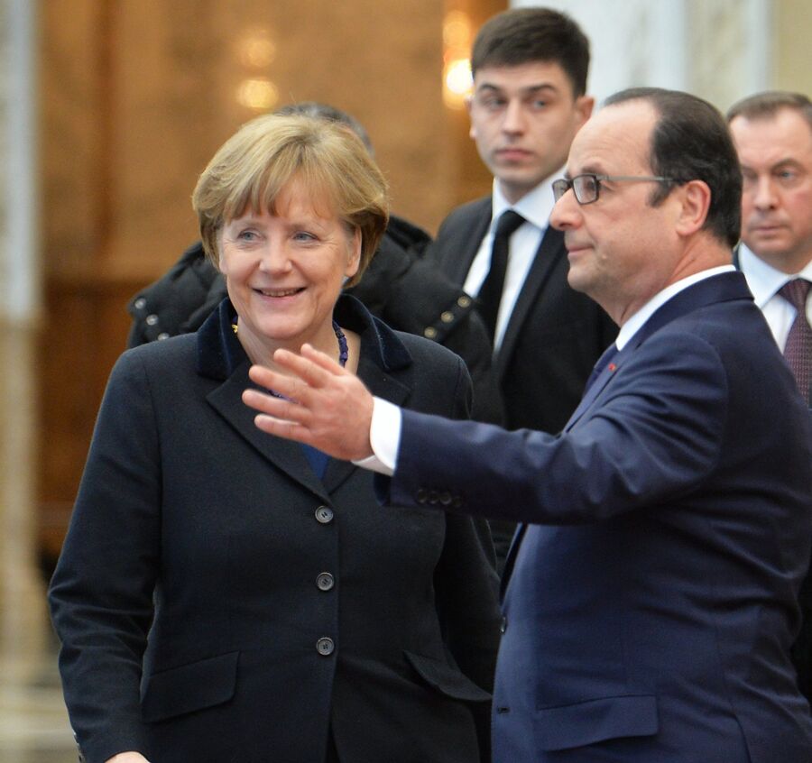 Канцлер Германии Ангела Меркель и президент Франции Франсуа Олланд в Минске Канцлер Германии Ангела Меркель и президент Франции Франсуа Олланд в Минске