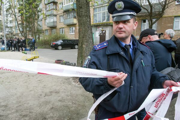 На месте убийства журналиста Олеся Бузину в Киеве На месте убийства журналиста Олеся Бузину в Киеве