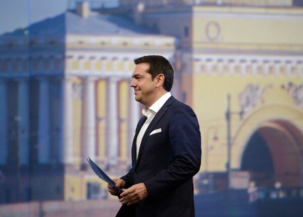 Премьер-министр Греции Алексис Ципрас на пленарном заседании в рамках XIX Петербургского экономического форума Премьер-министр Греции Алексис Ципрас на пленарном заседании в рамках XIX Петербургского экономического форума