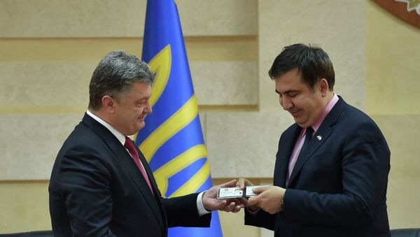 Президент Украины П.Порошенко и М.Саакашвили. Архивное фото Президент Украины П.Порошенко и М.Саакашвили. Архивное фото