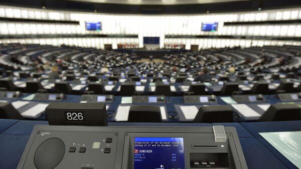 Зал заседаний Европейского парламента в Страсбурге, Франция. Архивное фото Зал заседаний Европейского парламента в Страсбурге, Франция. Архивное фото