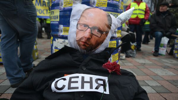 Акции на Украине с требованием отставки правительства во главе с премьер-министром А. Яценюком. Архивное фото Акции на Украине с требованием отставки правительства во главе с премьер-министром А. Яценюком. Архивное фото