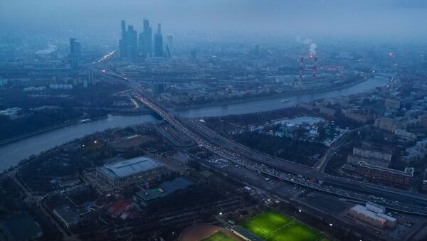 Вид на Москву с высоты птичьего полета. Архивное фото Вид на Москву с высоты птичьего полета. Архивное фото