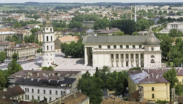 Вид на площадь Гедимина, Вильнюс. Архивное фото Вид на площадь Гедимина, Вильнюс. Архивное фото