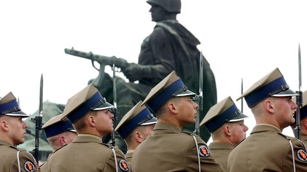 Солдаты вооруженных сил Польши у памятника советским воинам в Варшаве Солдаты вооруженных сил Польши у памятника советским воинам в Варшаве