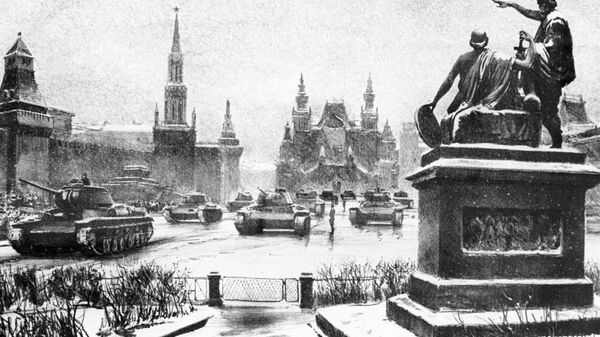 Парад 7 ноября 1941 года. Работа художника Владимира Богаткина Парад 7 ноября 1941 года. Работа художника Владимира Богаткина