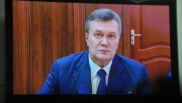 Допрос Виктора Януковича в режиме видеоконференции в качестве свидетеля по делу о беспорядках в Киеве в феврале 2014 года Допрос Виктора Януковича в режиме видеоконференции в качестве свидетеля по делу о беспорядках в Киеве в феврале 2014 года