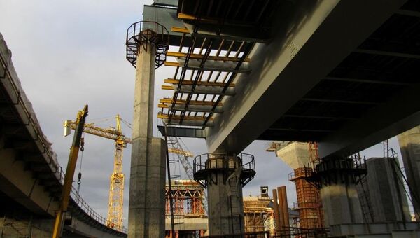 Строительство участка второй очереди Западного скоростного диаметра в Санкт-Петербурге, ноябрь 2011 Строительство участка второй очереди Западного скоростного диаметра в Санкт-Петербурге, ноябрь 2011