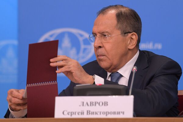 Министр иностранных дел РФ Сергей Лавров на пресс-конференции по итогам деятельности российской дипломатии в 2016 году. 17 января 2017 Министр иностранных дел РФ Сергей Лавров на пресс-конференции по итогам деятельности российской дипломатии в 2016 году. 17 января 2017