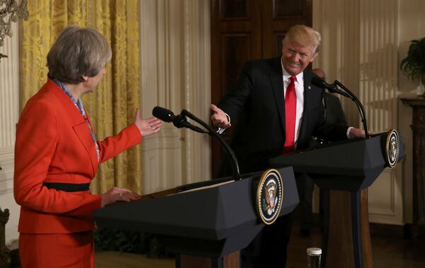 Совместная пресс-конференция президента США Дональда Трампа и премьер-министра Великобритании Терезы Мэй в Белом доме, Вашингтон, США Совместная пресс-конференция президента США Дональда Трампа и премьер-министра Великобритании Терезы Мэй в Белом доме, Вашингтон, США