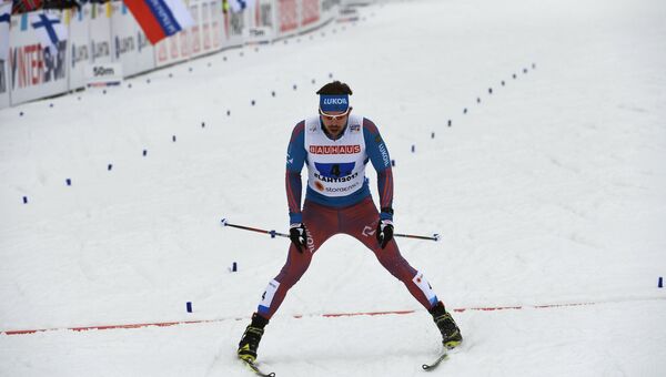 Сергей Устюгов на финише в эстафетной гонке свободным стилем на чемпионате мира в Лахти. 3 марта 2017 Сергей Устюгов на финише в эстафетной гонке свободным стилем на чемпионате мира в Лахти. 3 марта 2017