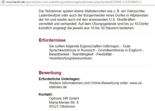 Скриншот сайта berlin.de с описанием вакансии Скриншот сайта berlin.de с описанием вакансии