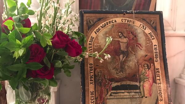 Пасхальная служба в женском монастыре Божьей Матери в сирийском городе Сайдная Пасхальная служба в женском монастыре Божьей Матери в сирийском городе Сайдная