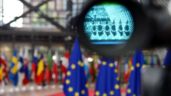 Флаги правительств стран-участниц Европейского союза в Брюсселе. Архивное фото