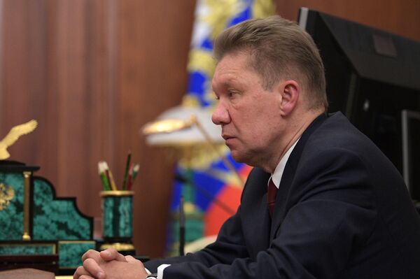 Председатель правления ПАО Газпром Алексей Миллер во время встречи с президентом РФ Владимиром Путиным. 4 июля 2017 Председатель правления ПАО Газпром Алексей Миллер во время встречи с президентом РФ Владимиром Путиным. 4 июля 2017