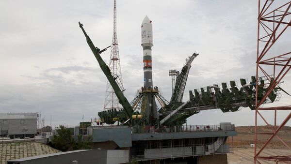 Ракета-носитель Союз-2.1а на стартовой площадке космодрома Байконур. Архивное фото Ракета-носитель Союз-2.1а на стартовой площадке космодрома Байконур. Архивное фото