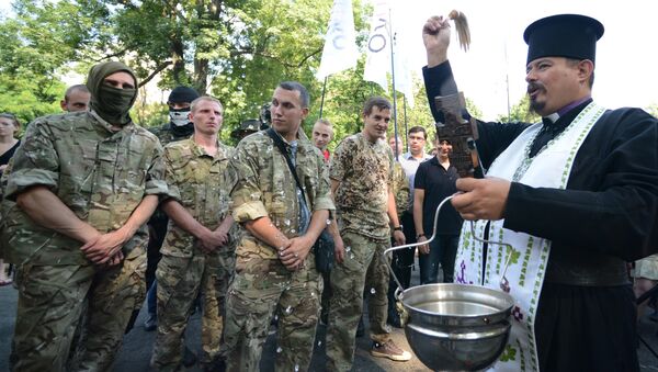 Проводы бойцов батальона нацгвардии Шахтерск в Киеве в зону силовой операции Проводы бойцов батальона нацгвардии Шахтерск в Киеве в зону силовой операции