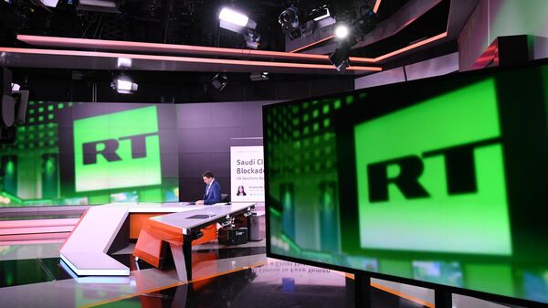 Студия телеканала RT в Москве. Архивное фото Студия телеканала RT в Москве. Архивное фото