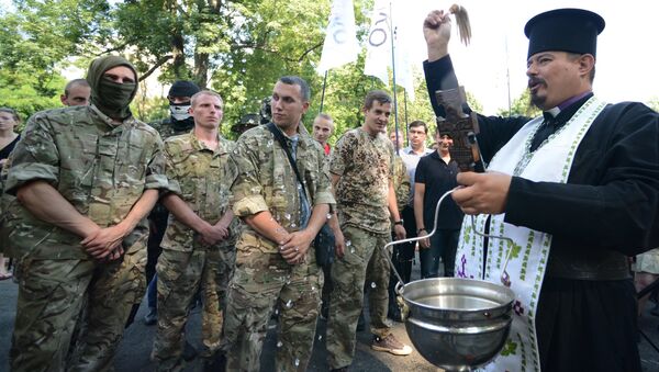 Проводы бойцов батальона нацгвардии Шахтерск в Киеве в зону силовой операции Проводы бойцов батальона нацгвардии Шахтерск в Киеве в зону силовой операции