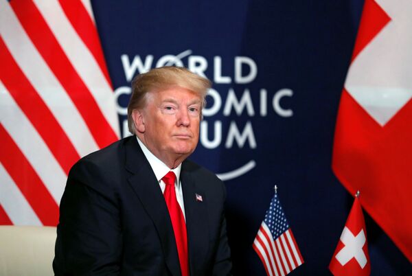 Президент США Дональд Трамп во время экономического форума в Давосе Президент США Дональд Трамп во время экономического форума в Давосе