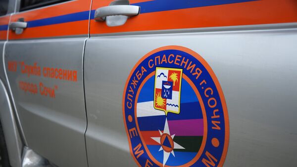 Логотип службы спасения города Сочи на служебном автомобиле Логотип службы спасения города Сочи на служебном автомобиле