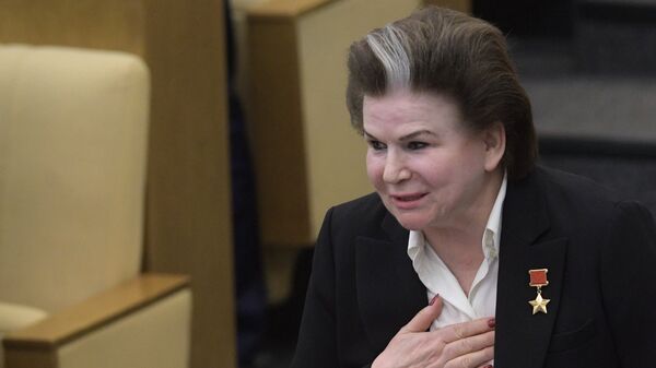 Валентина Терешкова на пленарном заседании Государственной Думы РФ. 12 апреля 2018 Валентина Терешкова на пленарном заседании Государственной Думы РФ. 12 апреля 2018