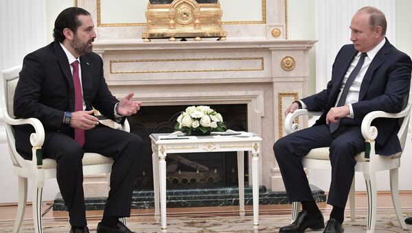 Президент РФ Владимир Путин и премьер-министр Ливана Саад Харири во время встречи. 13 июня 2018 Президент РФ Владимир Путин и премьер-министр Ливана Саад Харири во время встречи. 13 июня 2018