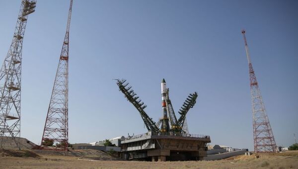 Ракета Союз-2.1а с космическим грузовиком Прогресс МС-09 на стартовом столе космодрома Байконур. Архивное фото Ракета Союз-2.1а с космическим грузовиком Прогресс МС-09 на стартовом столе космодрома Байконур. Архивное фото