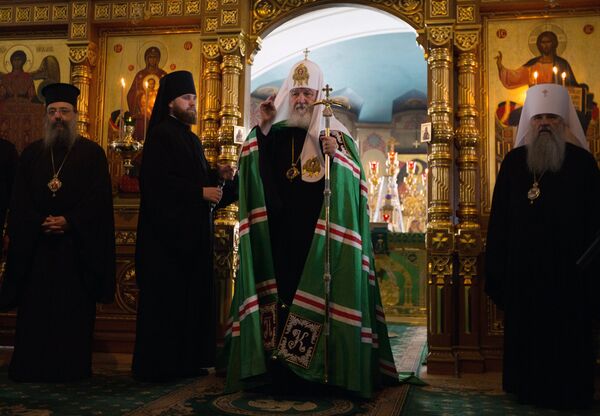 Патриарх Кирилл выступает с проповедью в Спасо-Преображенском соборе в день празднования памяти преподобных Сергия и Германа Валаамских Патриарх Кирилл выступает с проповедью в Спасо-Преображенском соборе в день празднования памяти преподобных Сергия и Германа Валаамских