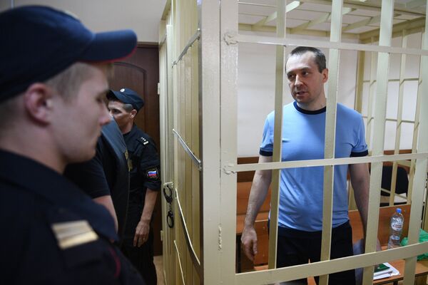 Бывший заместитель начальника управления Т МВД России Дмитрий Захарченко в Пресненском суде Москвы. 14 августа 2018