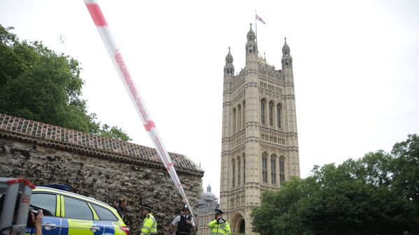 Сотрудники полиции у здания парламента в Лондоне, Великобритания. 14 августа 2018 Сотрудники полиции у здания парламента в Лондоне, Великобритания. 14 августа 2018