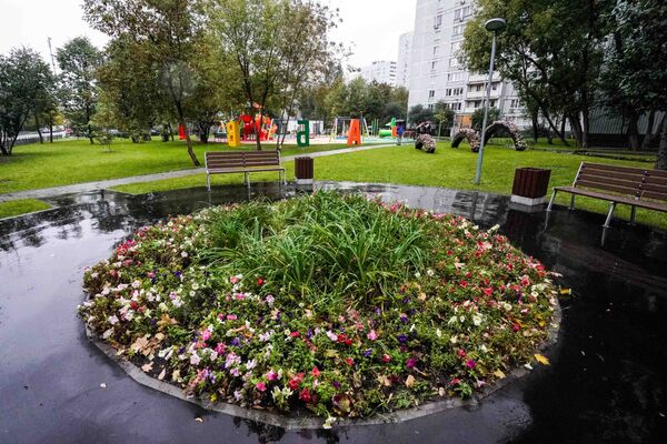 Зона отдыха и детская площадка в Нагатинском Затоне Зона отдыха и детская площадка в Нагатинском Затоне