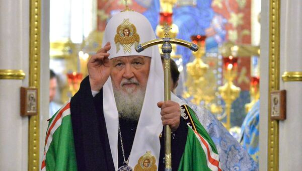 Патриарх Московский и всея Руси Кирилл во время богослужения в Свято-Духовом кафедральном соборе в Минске Патриарх Московский и всея Руси Кирилл во время богослужения в Свято-Духовом кафедральном соборе в Минске