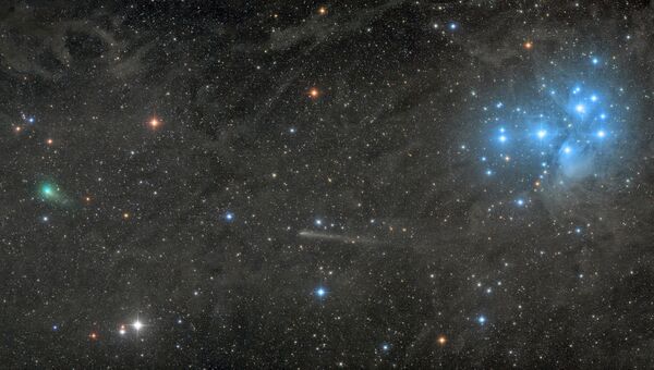 Работа фотографа Damian Peach Two comets with the Pleiades. Конкурс Insight Astronomy Photographer of the year 2018 Работа фотографа Damian Peach Two comets with the Pleiades. Конкурс Insight Astronomy Photographer of the year 2018