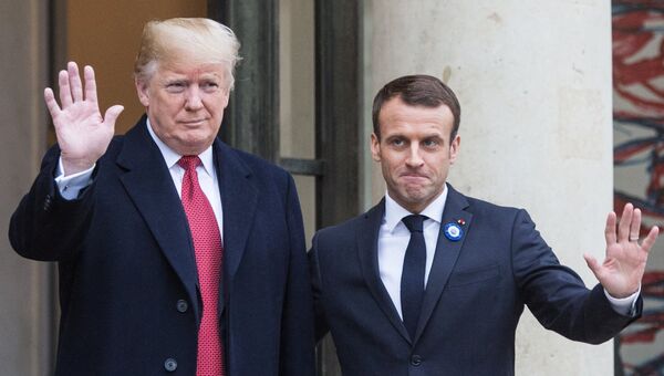 Президент Франции Эммануэль Макрон принимает президента США Дональда Трампа в Елисейском дворце в Париже Президент Франции Эммануэль Макрон принимает президента США Дональда Трампа в Елисейском дворце в Париже