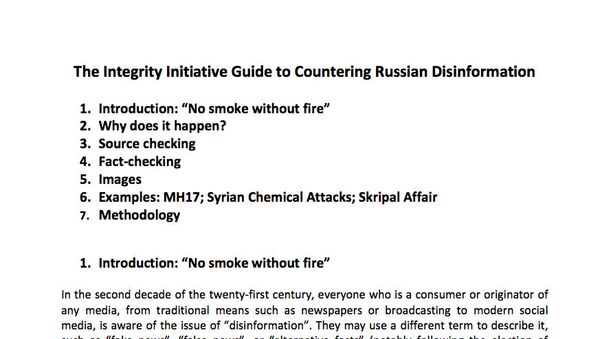 Скриншот документа по борьбе британского проекта The Integrity Initiative с российской дезинформацией Скриншот документа по борьбе британского проекта The Integrity Initiative с российской дезинформацией