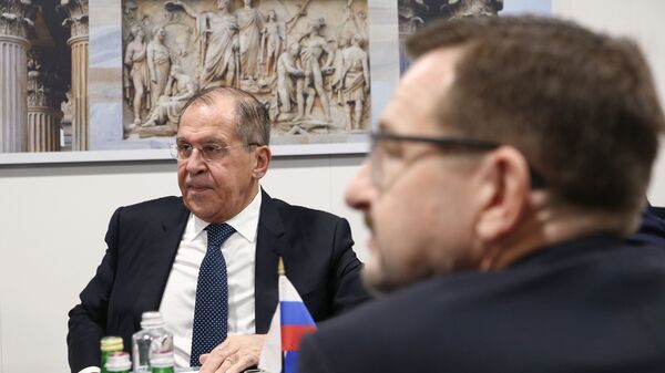 Глава МИД РФ Сергей Лавров во время встречи с генеральным секретарем ОБСЕ Томасом Гремингером в рамках Совета министров иностранных дел ОБСЕ в Милане. 6 декабря 018 Глава МИД РФ Сергей Лавров во время встречи с генеральным секретарем ОБСЕ Томасом Гремингером в рамках Совета министров иностранных дел ОБСЕ в Милане. 6 декабря 018
