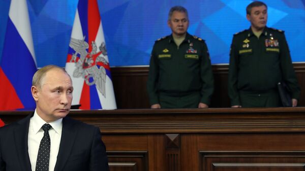 Владимир Путин на расширенном заседании коллегии министерства обороны РФ. 18 декабря 2018 Владимир Путин на расширенном заседании коллегии министерства обороны РФ. 18 декабря 2018