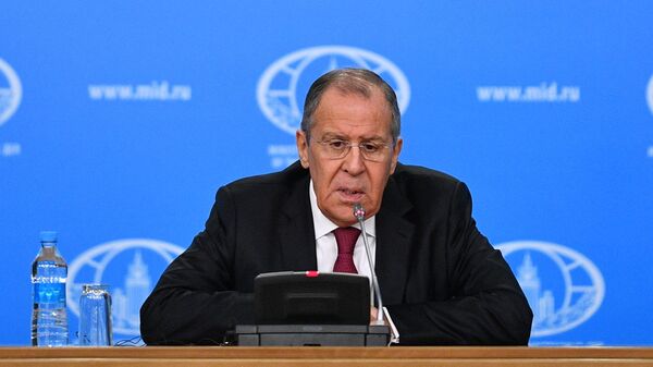 Министр иностранных дел РФ Сергей Лавров на пресс-конференции в Москве Министр иностранных дел РФ Сергей Лавров на пресс-конференции в Москве