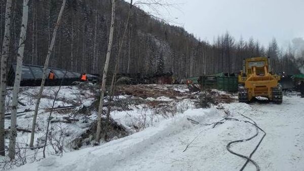 На месте схода вагонов в Верхнебуреинском районе Хабаровского края На месте схода вагонов в Верхнебуреинском районе Хабаровского края