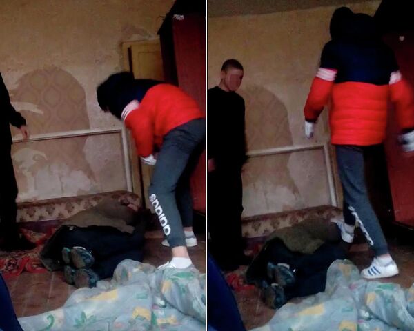 Подростки избивают бездомного в Воронеже Подростки избивают бездомного в Воронеже