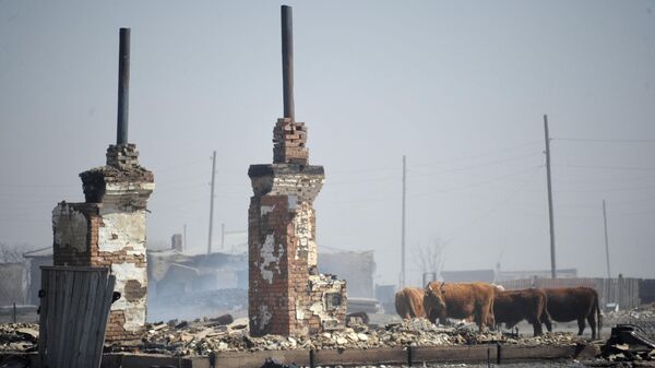 Последствия пожара в селе Усть-Ималка Ононского района Забайкальского края