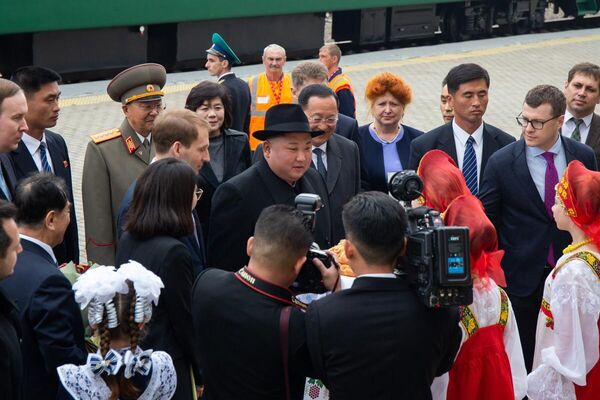 Лидер КНДР Ким Чен Ын на станции Хасан в Приморском крае