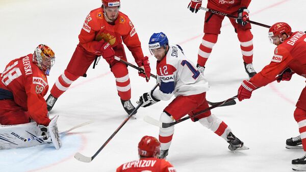 Игровой момент матча Россия - Чехия Игровой момент матча Россия - Чехия